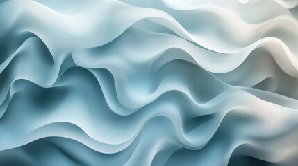 Fototapeta premium Abstract pattern of flowing, light blue fabric folds.
