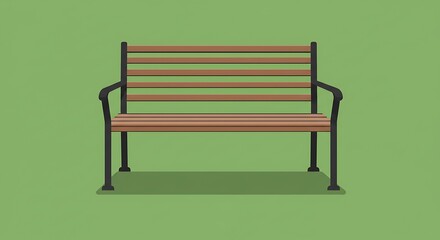 Park bench illustration on soft green backdrop offering a tranquil setting