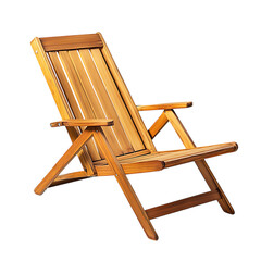 Minimalist Fold Away Wooden Beach Chair with a Refi Isolated on Transparent Background