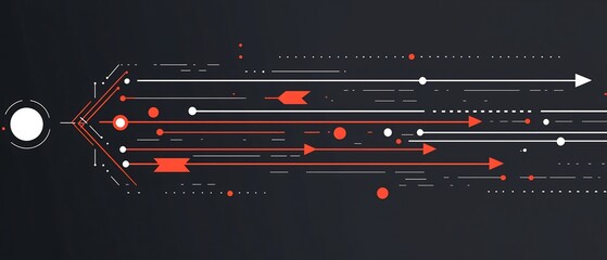 Abstract data flow visualization with directional lines on dark backdrop design