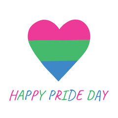 Colorful heart shape Polysexual pride flag Happy pride day LGBTQIA community Pride Month Vector hand drawn doodle for posters, stickers, logo, cards