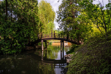 Fototapeta premium Bridge in the Japanese Garden. Wroclaw, Poland.