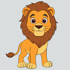 Cartoon Lion Character, Cute Adult Lion with Mane, Friendly Lion Illustration