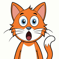 Surprised Cartoon Cat Illustration, Cute Orange Kitty Character, Fun Animal Clipart