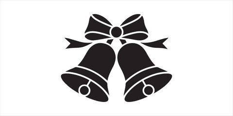 Wedding Bells with Bow – Black and White Classic Marriage Symbol Illustration