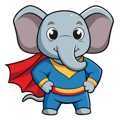 Cartoon Superhero Elephant – Cute Animal Character in Cape and Costume