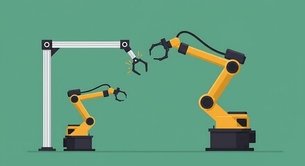 Automated robotic arms perform precision assembly in a modern industrial setting