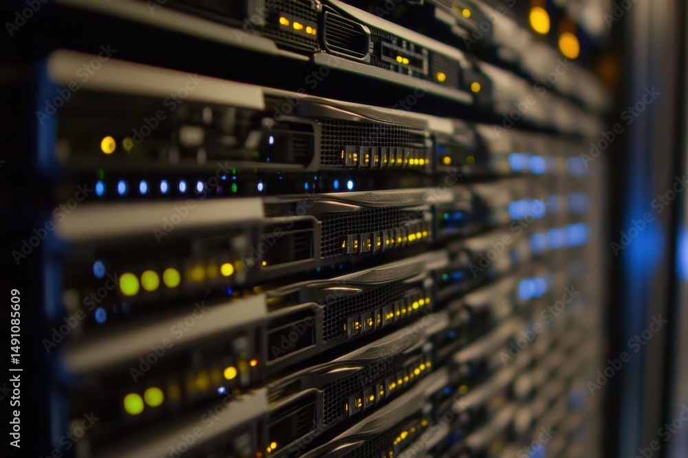 Poster data processing and digital protections at a technology facility during the evening hours, data prot