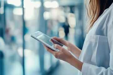 Pharmacists using digital tablets for efficient workplace communication and patient care, pharmacists using a digital tablet in the workplace