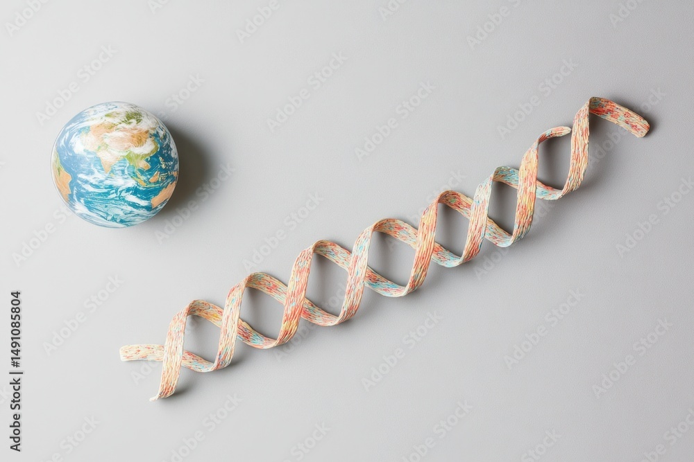 Aufkleber understanding genetic information and its global implications through dna strands and a globe repres