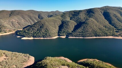 Aerial view of the Burrinjuck Reservoir taken with a drone.