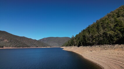 Aerial view of the Burrinjuck Reservoir taken with a drone.
