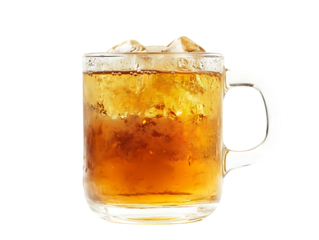 chamomile tea in glass cup on png