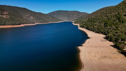 Aerial view of the Burrinjuck Reservoir taken with a drone.