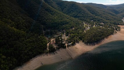 Aerial view of the Burrinjuck Reservoir taken with a drone.