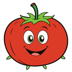 Cartoon Tomato Character with Smiling Expression