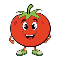 Cartoon Tomato Character with Smiling Expression