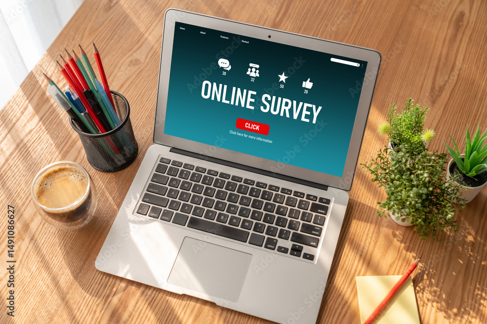 Poster online survey form for modish digital information collection on the internet network
