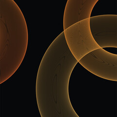 Abstract orange and lime green circles background overlay with orange gradient geometric shape on black background. Minimal geometric circles wallpaper design. Futuristic concept