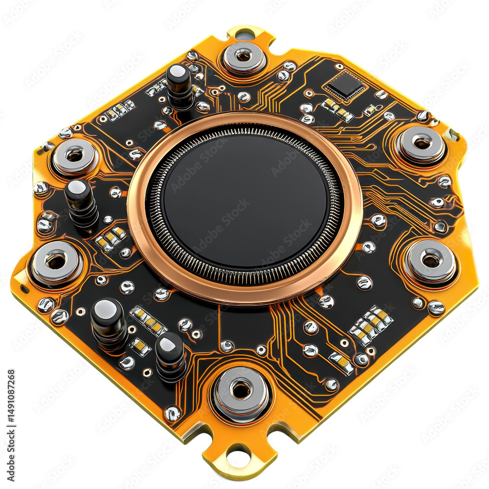 Poster advanced microchip circuit board with central sensor