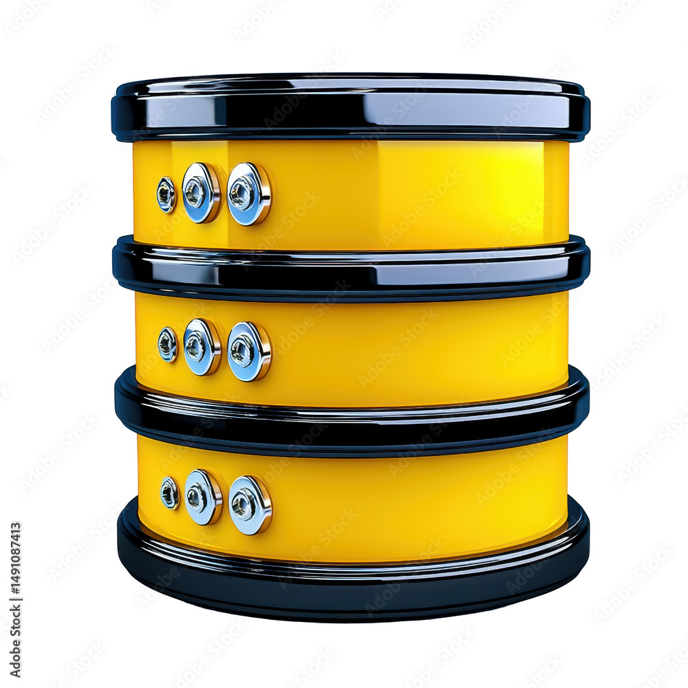 Aufkleber abstract yellow and black cylindrical data server 3d rendering