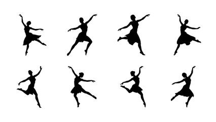 Ballerina Silhouette Dancing Animation – Elegant Ballet Pose in Minimalist Black and White Style