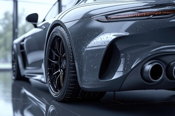 Fototapeta premium Modern sports car's sleek rear profile.