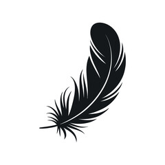 Obraz premium Simple Black Feather Icon Illustration Isolated on White Background
