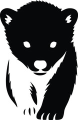 Baby Polar Bear Cute Silhouette, Adorable Polar Bear Cub Vector