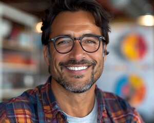 Obraz premium Smiling man in glasses