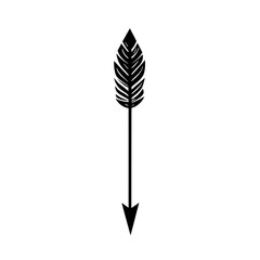 Minimal Arrow with Delicate Linework in Jet Black Isolated on Transparent Background