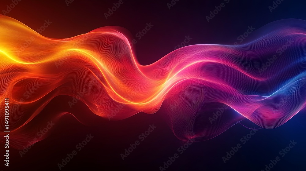 Poster abstract digital design with vibrant color waves.