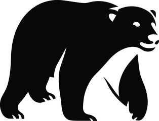 Black Bear Bold Outline, Strong Bear Silhouette Illustration