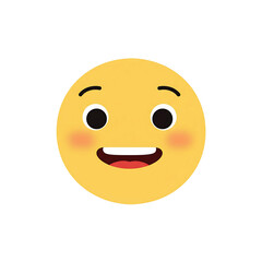 Happy Smiling Emoticon with Cheeks, Open Mouth on a Black Background
