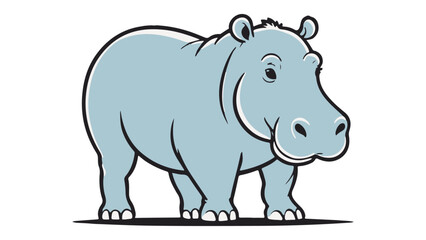 simple standing hippo vector illustration