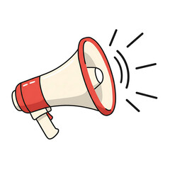 Red and White Megaphone: Loud Speaker to Amplify Voice for Annoucements
