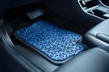 Interior automobile floor mat with textured design.