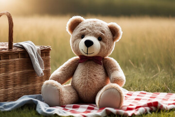 teddy bear sitting on a sofa