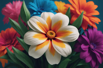 colorful flowers on black background