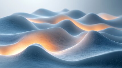 Abstract illustration of undulating surfaces with soft light.