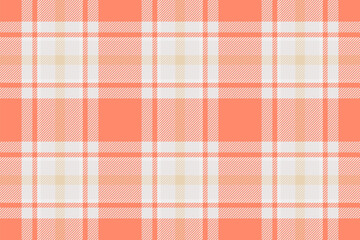 A vibrant coral and cream plaid pattern, perfect for textile design, fashion, or website backgrounds.  Its subtle texture and cheerful colors evoke feelings of warmth and comfort.