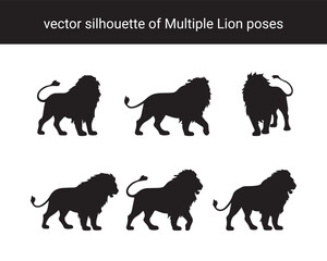 Obraz premium Majestic Lion Silhouette Set – Multiple Powerful Poses for Iconic and Elegant Wildlife Vector Designs