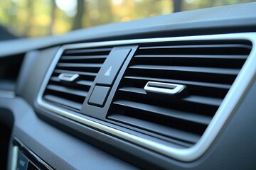 Close-up view of a modern vehicle's interior air vents.