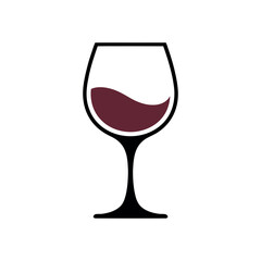 Simple Red Wine Glass Icon Illustration for Websites and Applications