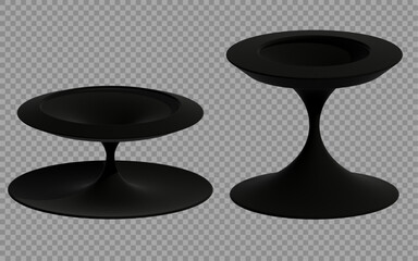 Black Round Stands – 3D Render Isolated on Transparent Background