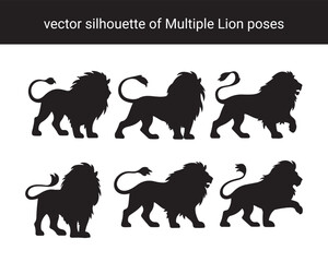 Obraz premium Majestic Lion Silhouette Set – Multiple Powerful Poses for Iconic and Elegant Wildlife Vector Designs