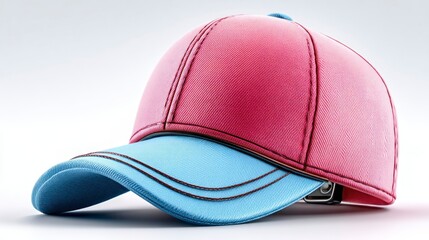 Fototapeta premium Stylish Red and Blue Baseball Cap with Contrast Stitching for Sports Fashion and Casual Wear