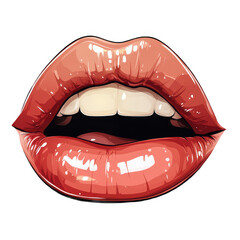 Obraz premium Glossy red lips with white teeth beauty and fashion makeup concept art on transparent background