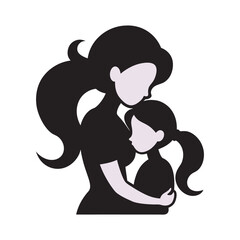 Mother Hugging Daughter With Love Silhouette