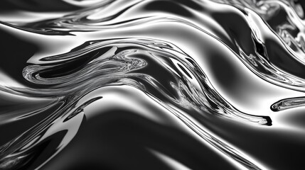 Abstract metallic surface with dynamic flowing forms.